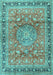 Machine Washable Medallion Turquoise Traditional Area Rugs, wshtr4078turq