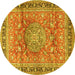 Round Medallion Yellow Traditional Rug, tr4078yw