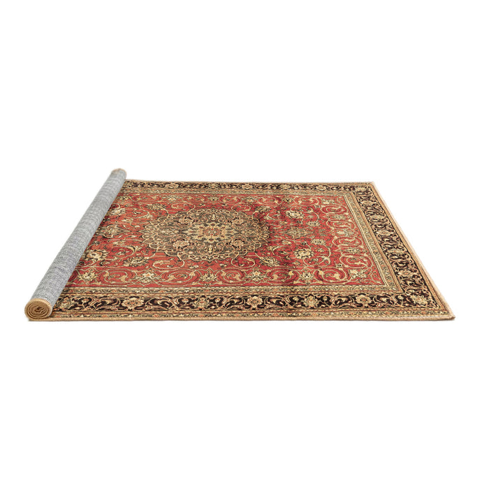Sideview of Machine Washable Medallion Brown Traditional Rug, wshtr4078brn
