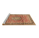 Sideview of Machine Washable Medallion Brown Traditional Rug, wshtr4078brn