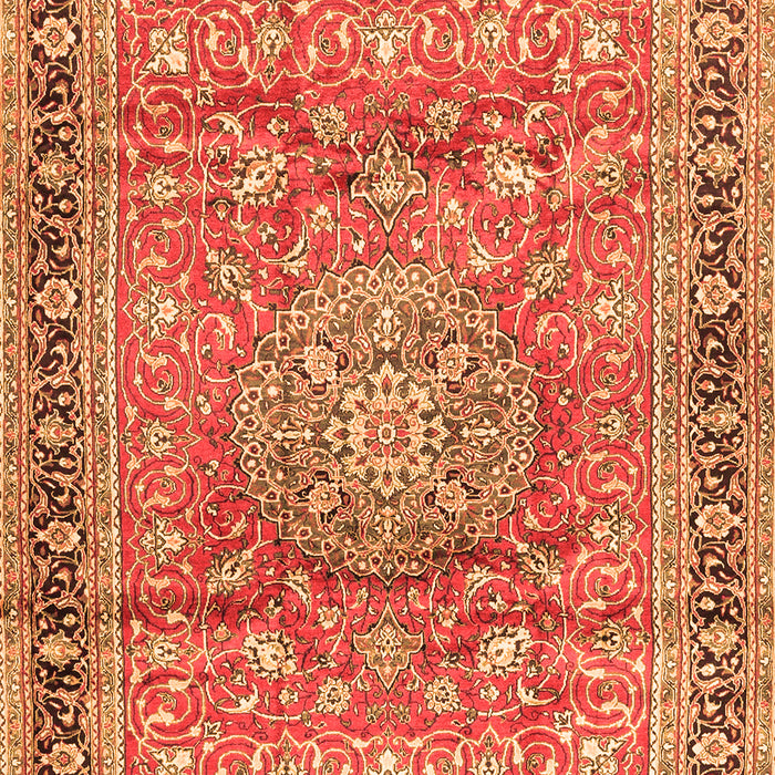 Serging Thickness of Machine Washable Medallion Orange Traditional Area Rugs, wshtr4078org