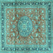 Square Machine Washable Medallion Turquoise Traditional Area Rugs, wshtr4078turq