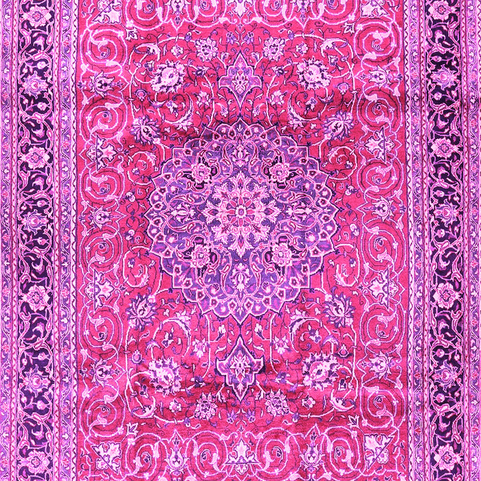 Machine Washable Medallion Pink Traditional Rug, wshtr4078pnk