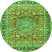 Machine Washable Medallion Green Traditional Area Rugs, wshtr4078grn