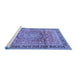 Sideview of Machine Washable Medallion Blue Traditional Rug, wshtr4078blu