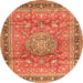 Machine Washable Medallion Orange Traditional Area Rugs, wshtr4078org