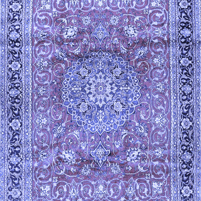 Machine Washable Medallion Blue Traditional Rug, wshtr4078blu