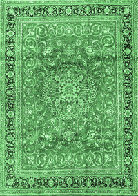 Medallion Emerald Green Traditional Rug, tr4078emgrn