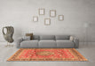 Machine Washable Medallion Orange Traditional Area Rugs in a Living Room, wshtr4078org