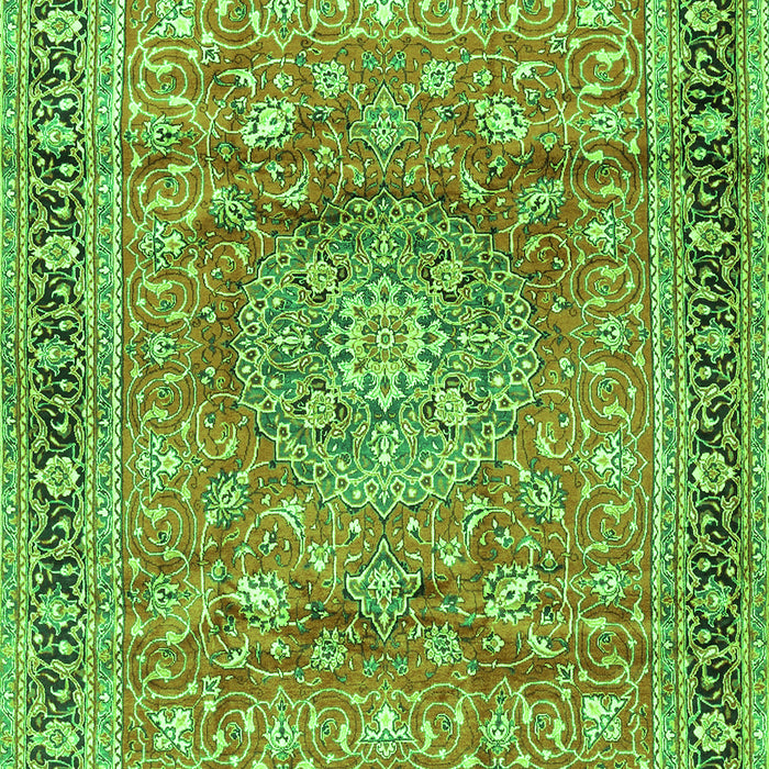 Serging Thickness of Machine Washable Medallion Green Traditional Area Rugs, wshtr4078grn