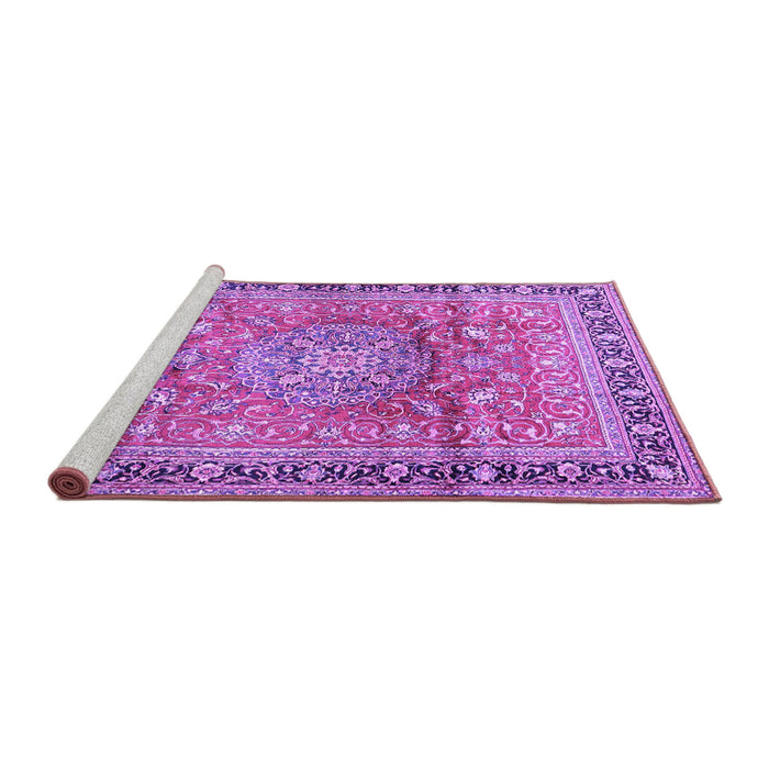 Sideview of Machine Washable Medallion Purple Traditional Area Rugs, wshtr4078pur