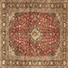 Square Medallion Brown Traditional Rug, tr4079brn