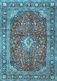 Medallion Light Blue Traditional Rug, tr4079lblu