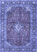 Machine Washable Medallion Blue Traditional Rug, wshtr4079blu