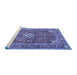 Sideview of Machine Washable Medallion Blue Traditional Rug, wshtr4079blu