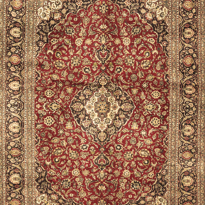Machine Washable Medallion Brown Traditional Rug, wshtr4079brn