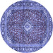 Round Medallion Blue Traditional Rug, tr4079blu