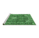 Sideview of Machine Washable Medallion Emerald Green Traditional Area Rugs, wshtr4079emgrn