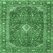 Square Medallion Emerald Green Traditional Rug, tr4079emgrn