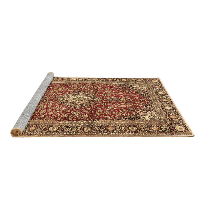 Sideview of Machine Washable Medallion Brown Traditional Rug, wshtr4079brn