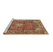 Sideview of Machine Washable Medallion Brown Traditional Rug, wshtr4079brn