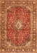 Serging Thickness of Machine Washable Medallion Orange Traditional Area Rugs, wshtr4079org