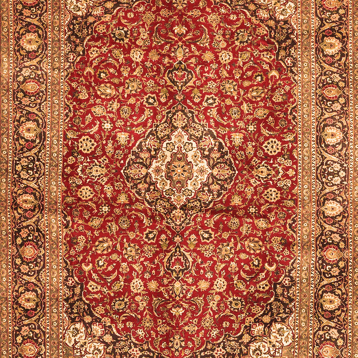 Serging Thickness of Machine Washable Medallion Orange Traditional Area Rugs, wshtr4079org
