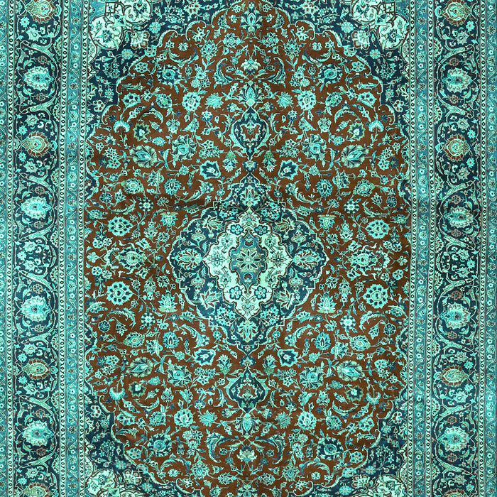 Machine Washable Medallion Turquoise Traditional Area Rugs, wshtr4079turq