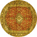 Round Medallion Yellow Traditional Rug, tr4079yw