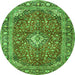 Machine Washable Medallion Green Traditional Area Rugs, wshtr4079grn