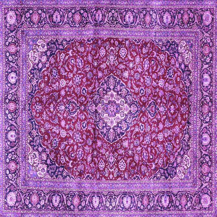 Square Machine Washable Medallion Purple Traditional Area Rugs, wshtr4079pur