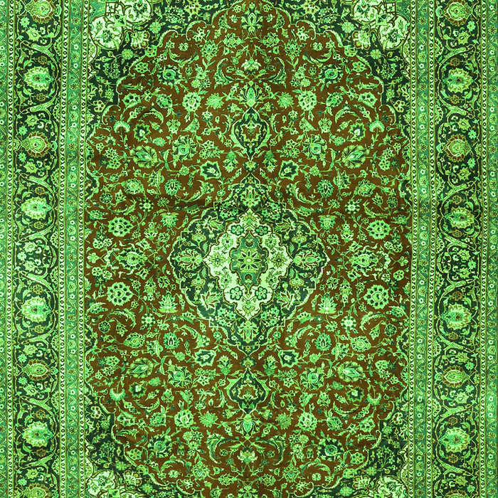 Serging Thickness of Machine Washable Medallion Green Traditional Area Rugs, wshtr4079grn