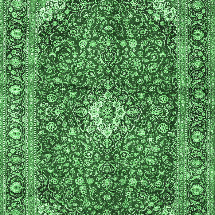 Machine Washable Medallion Emerald Green Traditional Area Rugs, wshtr4079emgrn