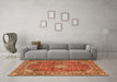 Machine Washable Medallion Orange Traditional Area Rugs in a Living Room, wshtr4079org