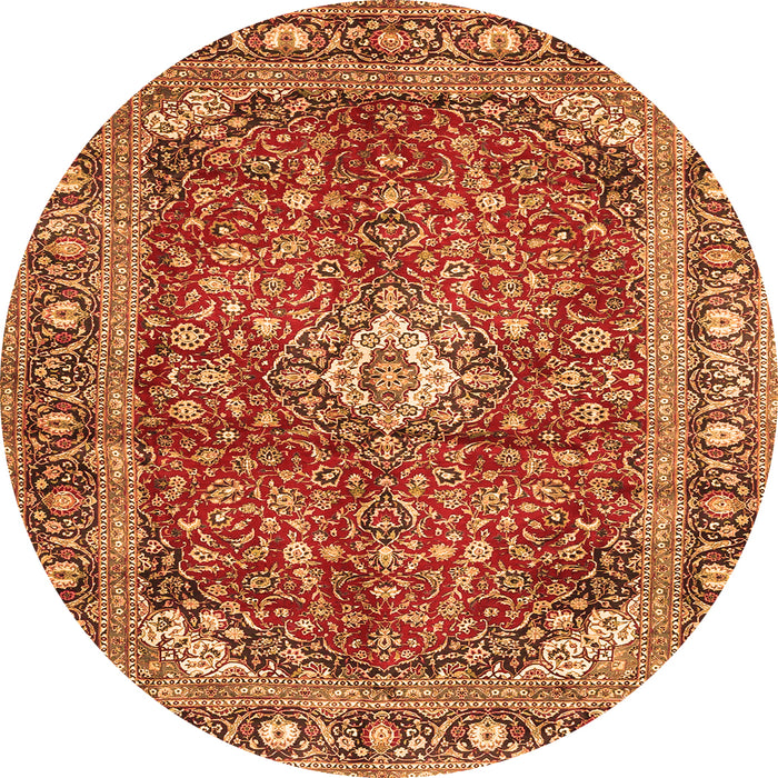 Machine Washable Medallion Orange Traditional Area Rugs, wshtr4079org