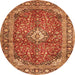 Machine Washable Medallion Orange Traditional Area Rugs, wshtr4079org