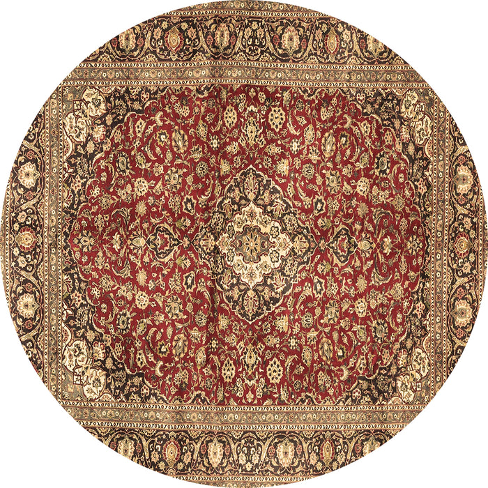 Round Medallion Brown Traditional Rug, tr4079brn