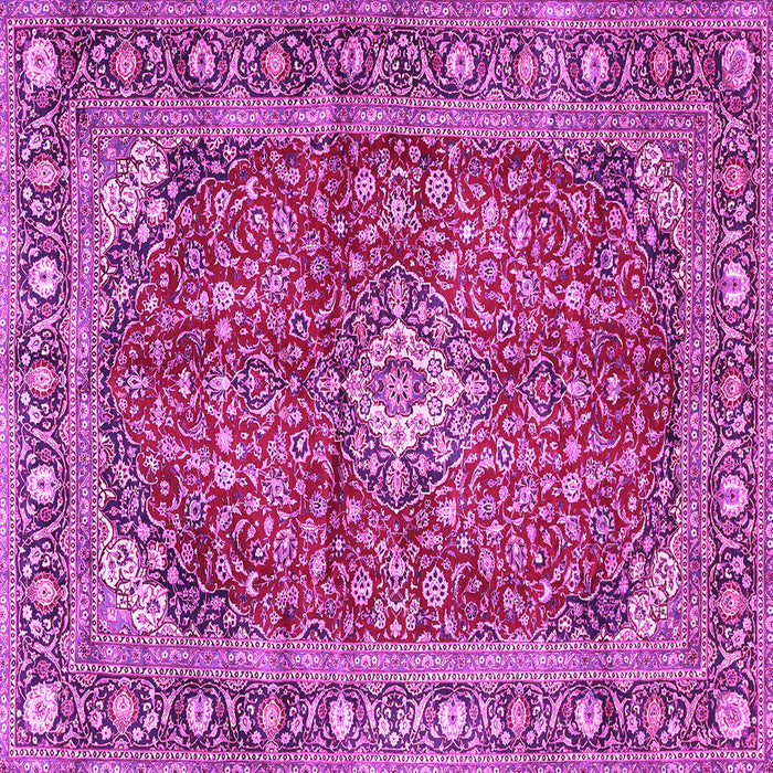 Square Machine Washable Medallion Pink Traditional Rug, wshtr4079pnk