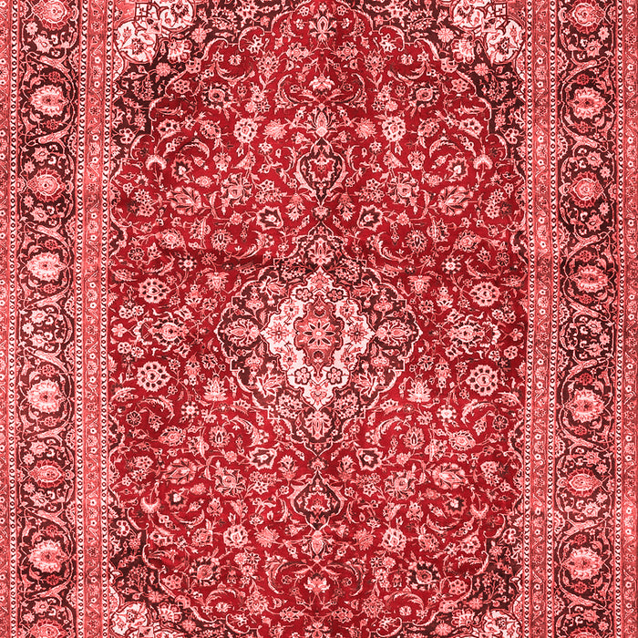 Machine Washable Medallion Red Traditional Rug, wshtr4079red