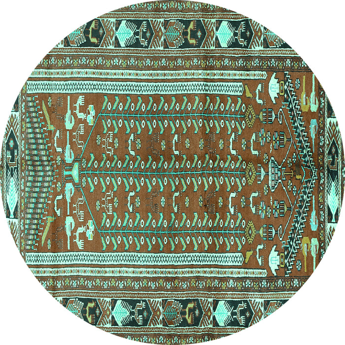 Round Persian Turquoise Traditional Rug, tr407turq