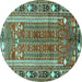 Round Persian Turquoise Traditional Rug, tr407turq