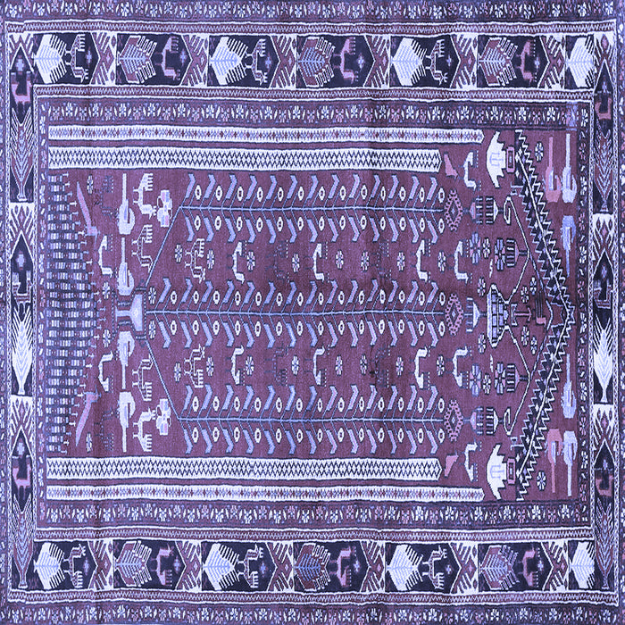 Square Machine Washable Persian Blue Traditional Rug, wshtr407blu