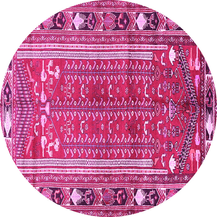 Round Persian Pink Traditional Rug, tr407pnk