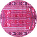 Round Persian Pink Traditional Rug, tr407pnk