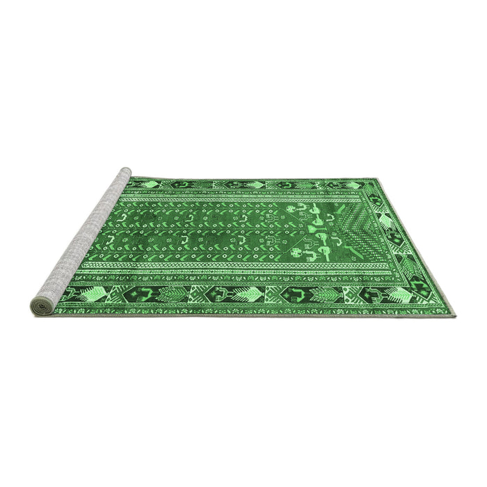 Sideview of Machine Washable Persian Emerald Green Traditional Area Rugs, wshtr407emgrn