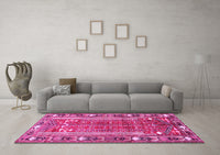 Machine Washable Persian Pink Traditional Rug, wshtr407pnk