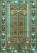 Machine Washable Persian Turquoise Traditional Area Rugs, wshtr407turq