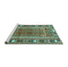 Sideview of Machine Washable Persian Turquoise Traditional Area Rugs, wshtr407turq