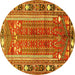 Round Persian Yellow Traditional Rug, tr407yw