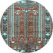 Round Persian Light Blue Traditional Rug, tr407lblu